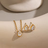 Women's Geometric Water Drop Cubic Zirconia Necklace And Earrings Set In Goldplated Stainless Steel
