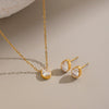 Women's Geometric Water Drop Cubic Zirconia Necklace And Earrings Set In Goldplated Stainless Steel