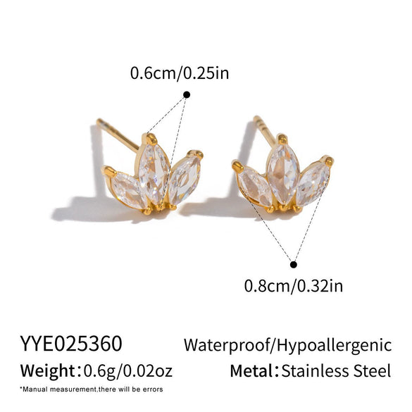 Women's Geometric Water Drop Cubic Zirconia Necklace And Earrings Set In Goldplated Stainless Steel