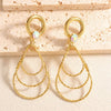 Women's Geometric Water Drop Earrings With Threelayer Gradient Circles Rhinestone Accents Electroplated Alloy And Stainless Steel Posts