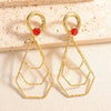 Women's Geometric Water Drop Pendant Earrings With Alloy Stainless Steel Posts Layered Ushaped Circle Design And Diamondstudded Electroplated Finish