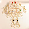 Women's Geometric Water Drop Pendant Earrings With Alloy Stainless Steel Posts Layered Ushaped Circle Design And Diamondstudded Electroplated Finish