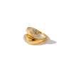 Women's Geometric Water Drop Stainless Steel Adjustable Ring With Rhinestone Accent And 18K Vacuum Plated Finish
