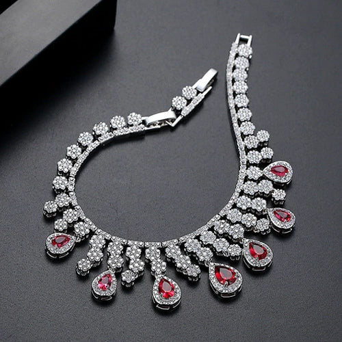 Women's Geometric Water Drop Zircon Bracelet Electroplated Copper Full Crystal Statement Jewelry