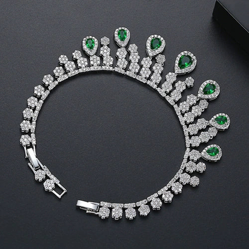 Women's Geometric Water Drop Zircon Bracelet Electroplated Copper Full Crystal Statement Jewelry