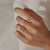 Women's Geometric Wave Adjustable Ring In Stainless Steel With Pvd Vacuum Gold Plating Hypoallergenic Statement Jewelry