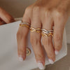 Women's Geometric Wave Adjustable Ring In Stainless Steel With Pvd Vacuum Gold Plating Hypoallergenic Statement Jewelry