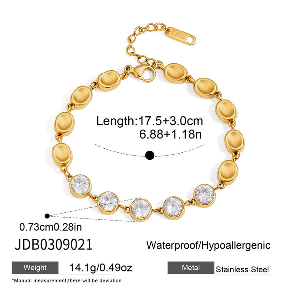 Women's Geometric Wave Bracelet In Gold Tone Plated Stainless Steel With Zircon Accents Hypoallergenic Jewelry