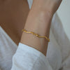 Women's Geometric Wave Jewelry Set With Stainless Steel Necklace And Bracelet Pvd Vacuum Gold Plated Design