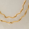 Women's Geometric Wave Jewelry Set With Stainless Steel Necklace And Bracelet Pvd Vacuum Gold Plated Design