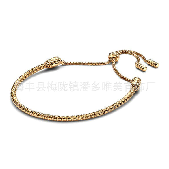 Women's Geometric White Copper Bracelet With Rose Gold Plated Finish And Adjustable Telescopic Chain
