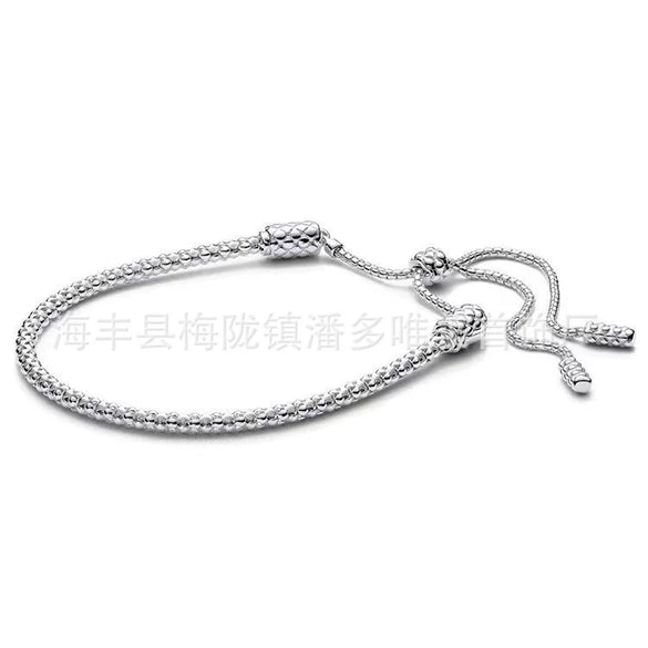 Women's Geometric White Copper Bracelet With Rose Gold Plated Finish And Adjustable Telescopic Chain