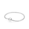 Women's Geometric White Copper Silver Plated Bracelet With Round Clasp And Snake Chain Crown Design