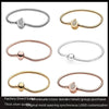 Women's Geometric White Copper Silver Plated Bracelet With Round Clasp And Snake Chain Crown Design