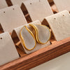 Women's Geometric White Shell Irregular Stainless Steel Earrings With 18K Gold Vacuum Plating And Simple Fashion Style