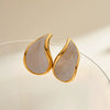 Women's Geometric White Shell Irregular Stainless Steel Earrings With 18K Gold Vacuum Plating And Simple Fashion Style