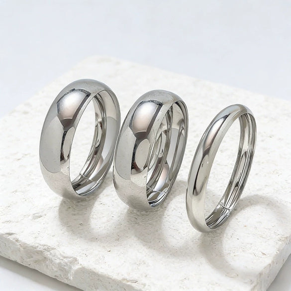 Women's Geometric Wide Threaded Metal Bracelet Set With Smooth Electroplated Finish Urban Statement Jewelry Accessories