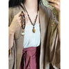 Women's Geometric Wood And Resin Pendant Clavicle Chain Necklace With Electroplating