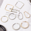 Women's Geometric Woven Pearl Rice Bead Earrings In Gold And Silver Tone Electroplated Metal Retro Fashion Statement Earrings