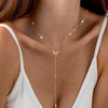 Women's Geometric Y Shaped Brass Chain Necklace With Real Gold Plating And Long Tassel Pendant Electroplated Fashion Jewelry