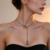 Women's Geometric Yshaped Square Rhinestone Pendant Necklace With Polished Electroplated Iron Chain And Lobster Clasp