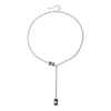 Women's Geometric Yshaped Square Rhinestone Pendant Necklace With Polished Electroplated Iron Chain And Lobster Clasp