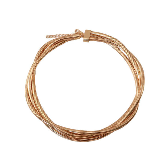 Women’s Geometric Zinc Alloy Coiled Spring Choker Necklace With Polished Electroplated Finish Futuristic Punk Jewelry