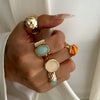 Women's Geometric Zinc Alloy Ring Set With Gemstonestyle Acrylic Details Open Irregular Hammered Texture And Polished Finish