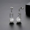 Women's Geometric Zircon And Imitation Pearl Earrings Electroplated Copper Minimalist Fashion Jewelry