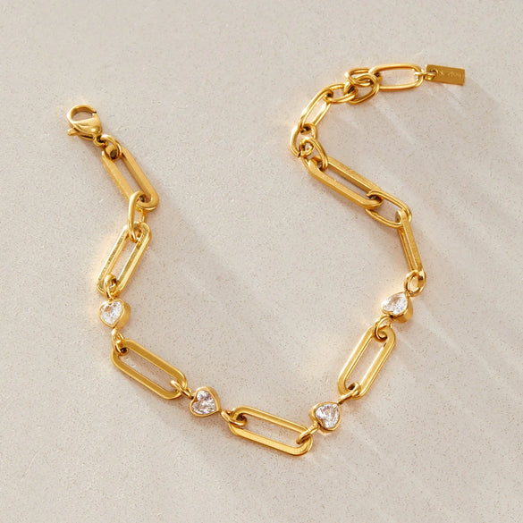 Women's Geometric Zircon Bracelet In Plated Stainless Steel Sparkling Colorfast Jewelry Wholesale