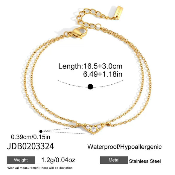 Women's Geometric Zircon Bracelet In Plated Stainless Steel Sparkling Colorfast Jewelry Wholesale