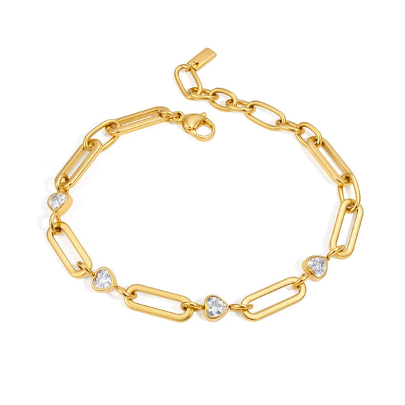 Women's Geometric Zircon Bracelet In Plated Stainless Steel Sparkling Colorfast Jewelry Wholesale