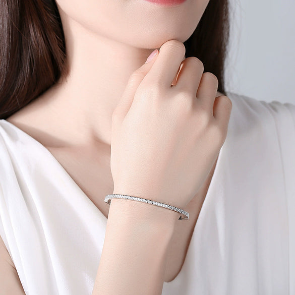 Women's Geometric Zircon Bracelet Minimalist Single Row Copper Fashion Jewelry With Elegant Style