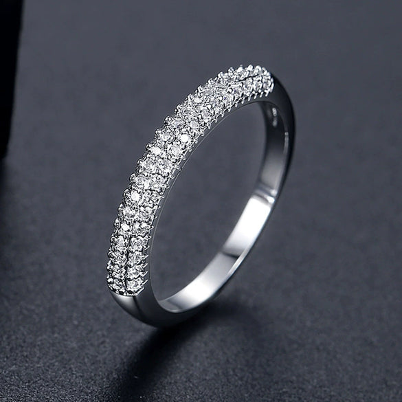Women's Geometric Zircon Crystal Ring Electroplated Copper Minimalist Fashion Jewelry Accessory