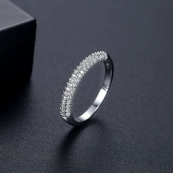 Women's Geometric Zircon Crystal Ring Electroplated Copper Minimalist Fashion Jewelry Accessory