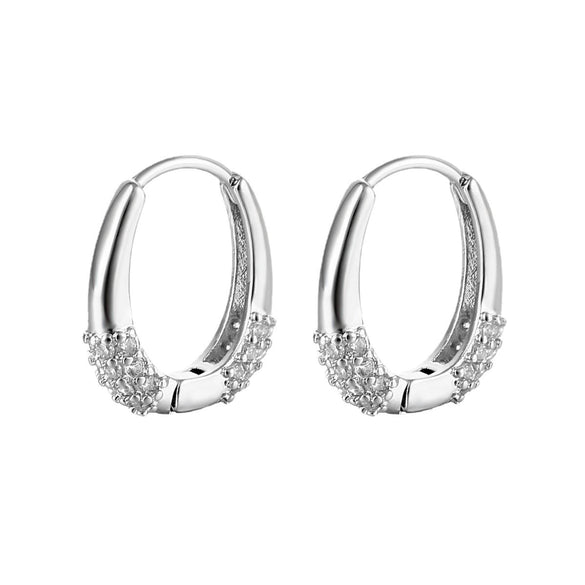 Women's Geometric Zircon Earrings Elegant Simple Ear Buckle Style In Environmental Protection Copper With Natural Fashion Design