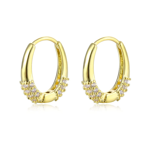 Women's Geometric Zircon Earrings Elegant Simple Ear Buckle Style In Environmental Protection Copper With Natural Fashion Design
