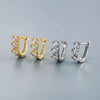 Women's Geometric Zircon Earrings In Electroplated Copper With A Simple Fashion Design And Elegant Contemporary Style