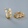 Women's Geometric Zircon Earrings In Electroplated Copper With A Simple Fashion Design And Elegant Contemporary Style