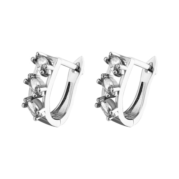 Women's Geometric Zircon Earrings In Electroplated Copper With A Simple Fashion Design And Elegant Contemporary Style