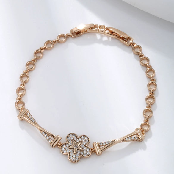 Women's Geometric Zircon Jewelry Bracelet Copperzinc Alloy 18K Gold Plated Watch Buckle Hiphop Highend Luxury