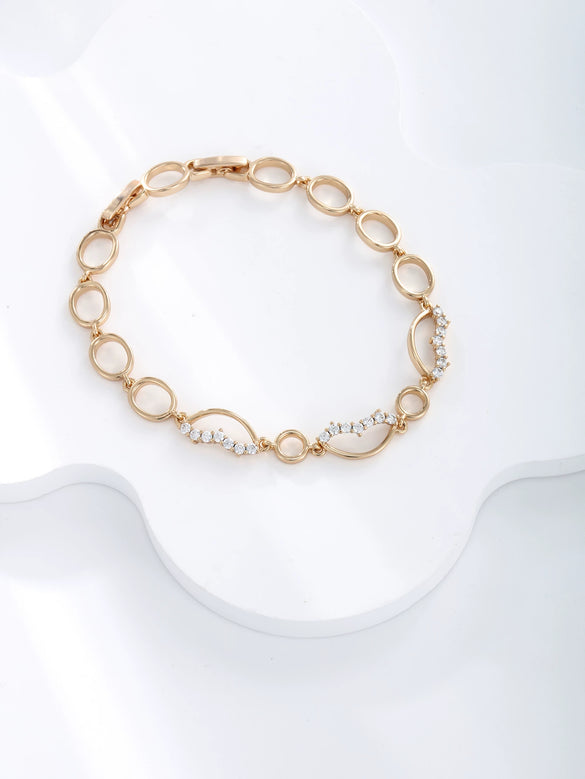 Women's Geometric Zircon Jewelry Bracelet Copperzinc Alloy 18K Gold Plated Watch Buckle Hiphop Highend Luxury