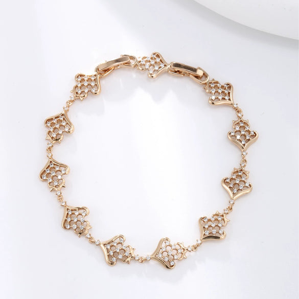 Women's Geometric Zircon Jewelry Bracelet Copperzinc Alloy 18K Gold Plated Watch Buckle Hiphop Highend Luxury