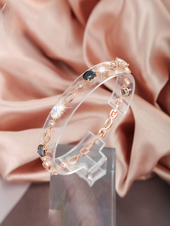 Women's Geometric Zircon Jewelry Bracelet Copperzinc Alloy 18K Gold Plated Watch Buckle Hiphop Highend Luxury