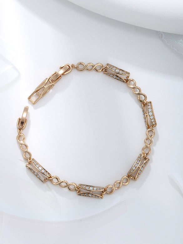 Women's Geometric Zircon Jewelry Bracelet Copperzinc Alloy 18K Gold Plated Watch Buckle Hiphop Highend Luxury