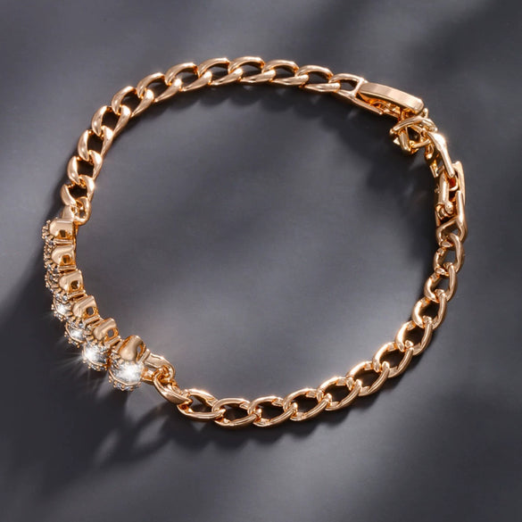 Women's Geometric Zircon Jewelry Bracelet Copperzinc Alloy 18K Gold Plated Watch Buckle Hiphop Highend Luxury