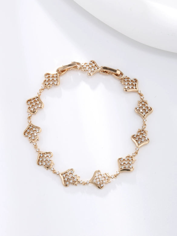 Women's Geometric Zircon Jewelry Bracelet Copperzinc Alloy 18K Gold Plated Watch Buckle Hiphop Highend Luxury