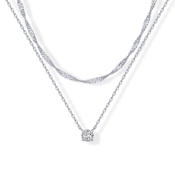 Women's Geometric Zircon Necklace Copper Pendant With Electroplated Regular Chain Stylish Versatile Jewelry Gift