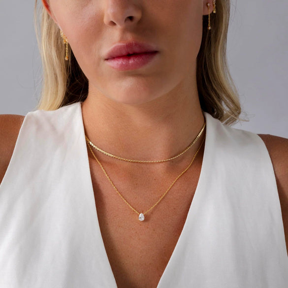 Women's Geometric Zircon Necklace Copper Pendant With Electroplated Regular Chain Stylish Versatile Jewelry Gift
