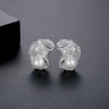 Women's Geometric Zircon Pearl Earrings Electroplated Copper Elegant Fashion Jewelry
